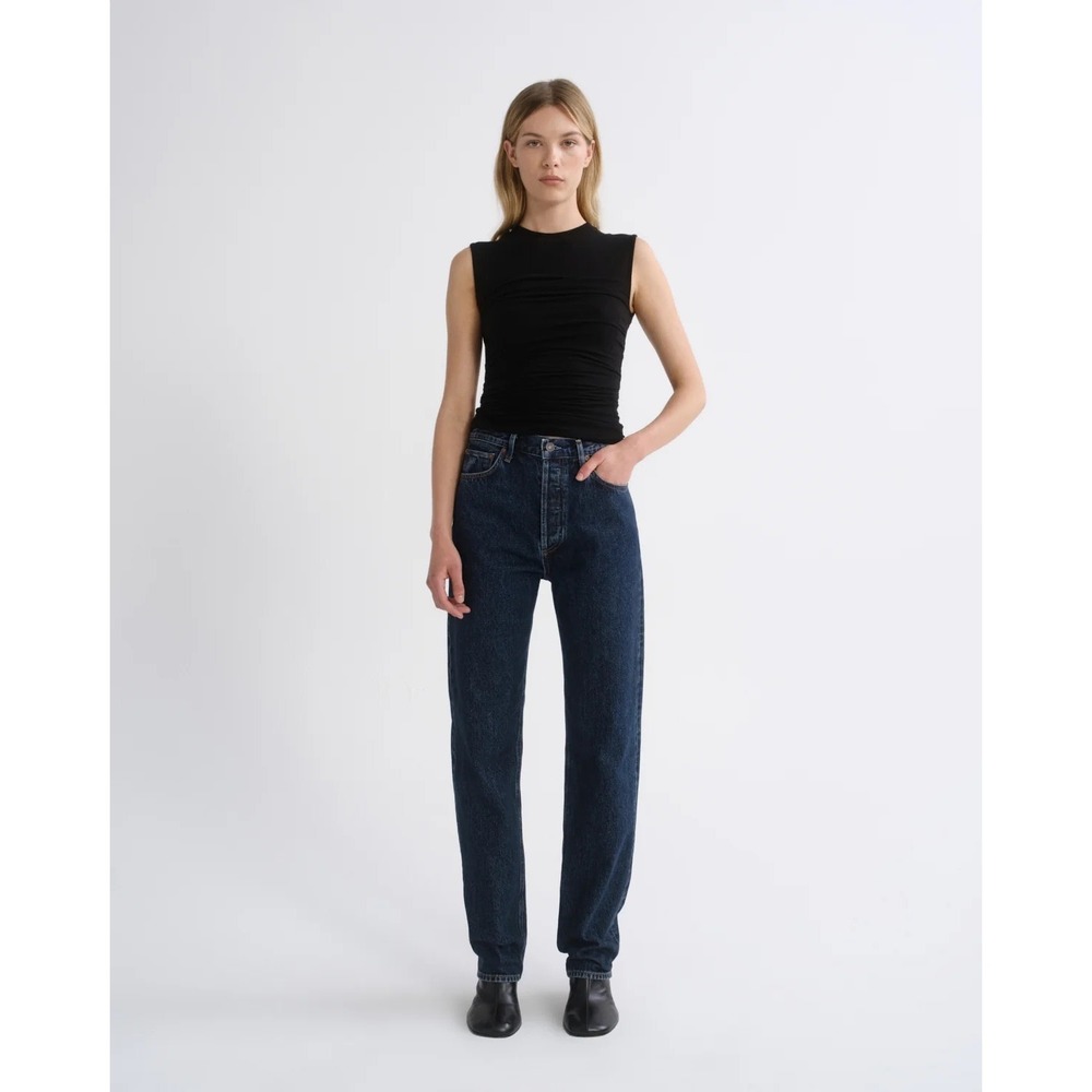 AGOLDE 90's Pinch Waist Long High Rise Straight Jeans Pendulum Dark Wash 25